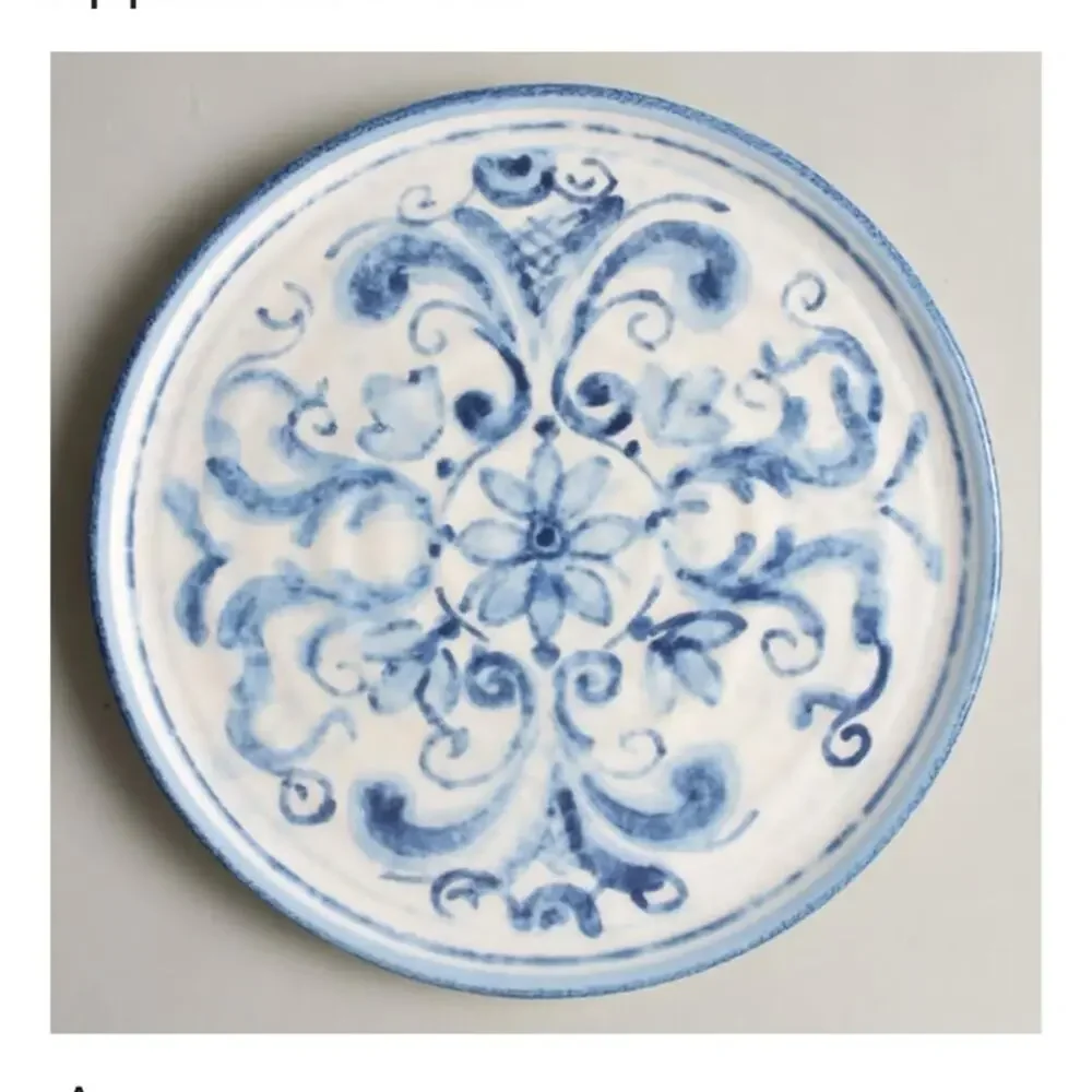 Acqua earthenware 7-1/2” appetizer plate blue and white by Sur La Table